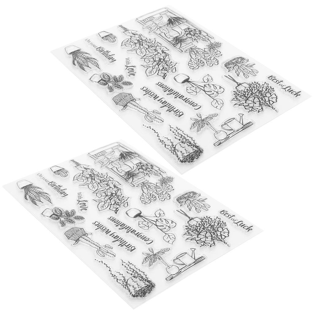 2Set Vase Pattern Transparent Stamp Crafts for DIY Scrapbook Photo Album Card Decoration