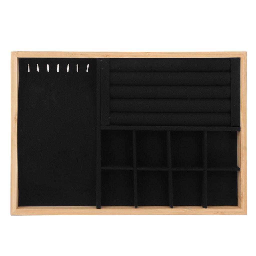 Jewelry Drawer Insert Multipurpose Triple Use Jewelry Display Tray for Ring Earring Bangle Bracelet Necklace Black