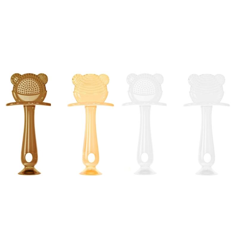 Lebensmittelechtes Silikon Baby Beißring Beruhigender Beißring Frühpädagogisches sensorisches Spielzeug für Säuglinge Bär Beißstab Beißring