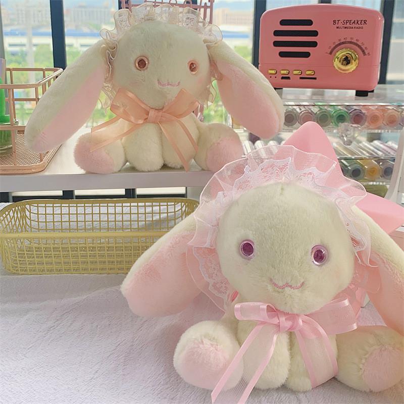 Adorable Bow Bunny Plush Toy Cute Dog Doll Backpack Pendant Keychain Stuffed Animal