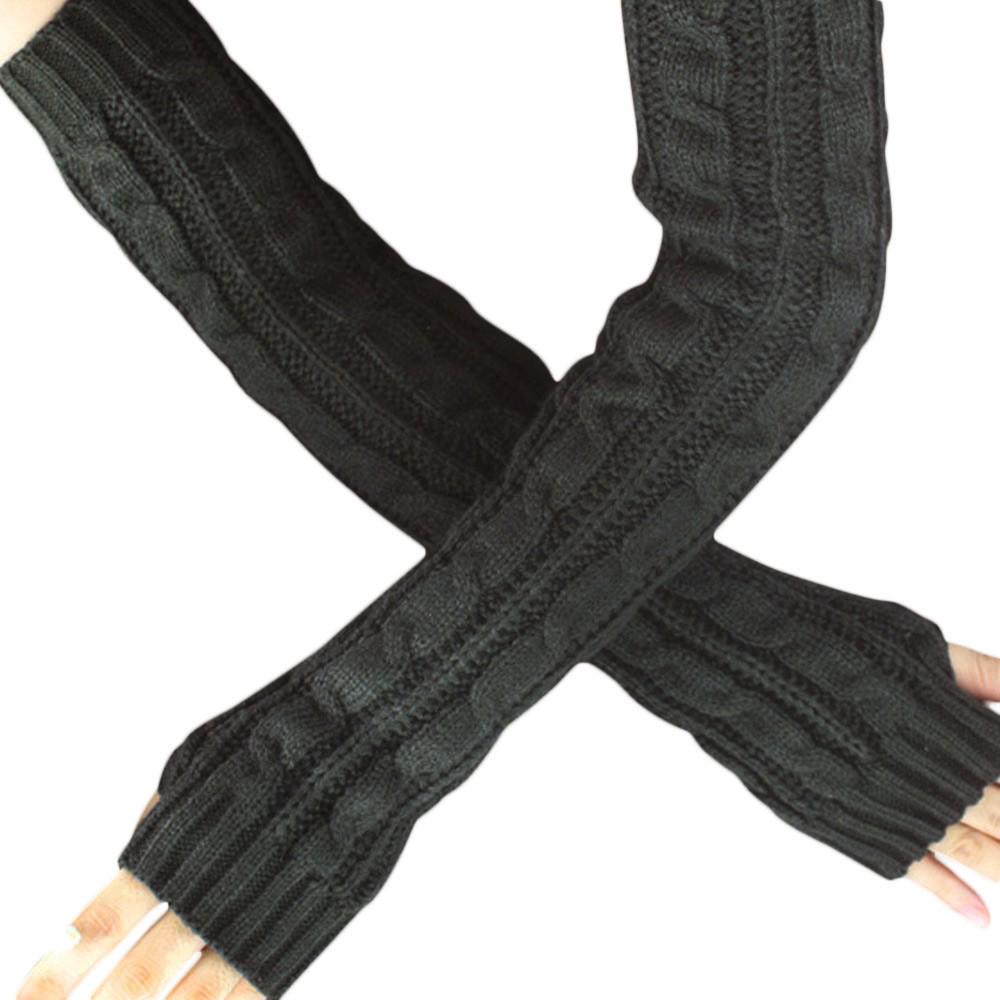 Hemp Flowers  Fingerless Knitted Long Gloves  
