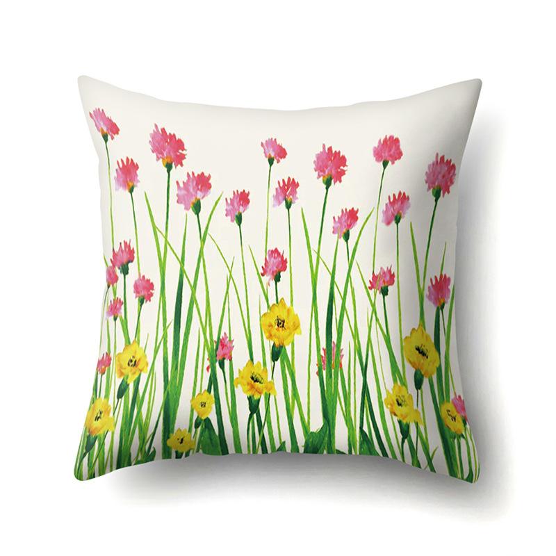 Polyester Pillowcase Plant Decoration Home Printed Pillow Car Waist Cushion Sofa Bed Head Cushion Cover
