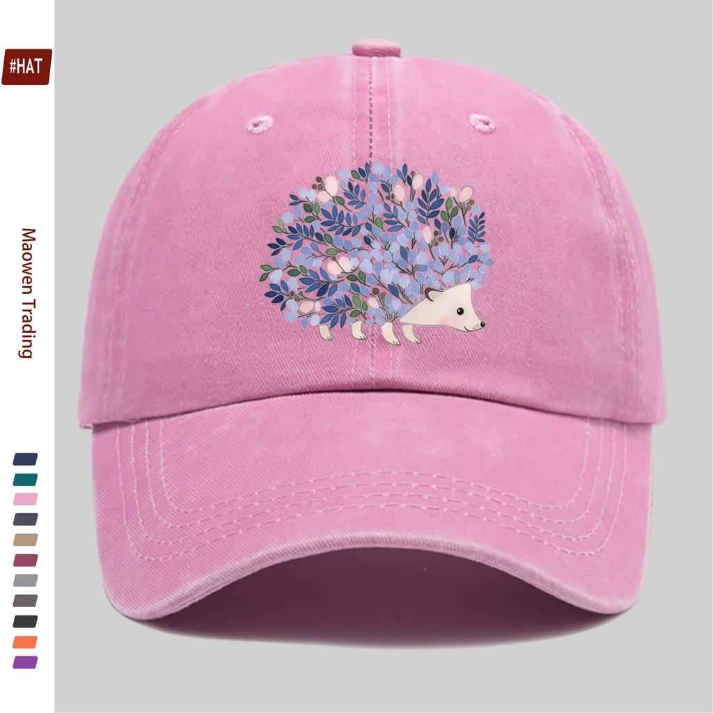 Pc Floral Hedgehog Print Baseball Cap Casual Pattern Design Decor Hat Comfortable Lightweight Sun Hat with Adjustable Strap
