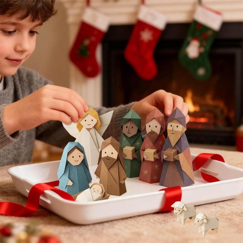 Christmas Nativity Paper Craft Set Easy Assembly For Kids Adults Holiday Homes Decoration And Storytelling