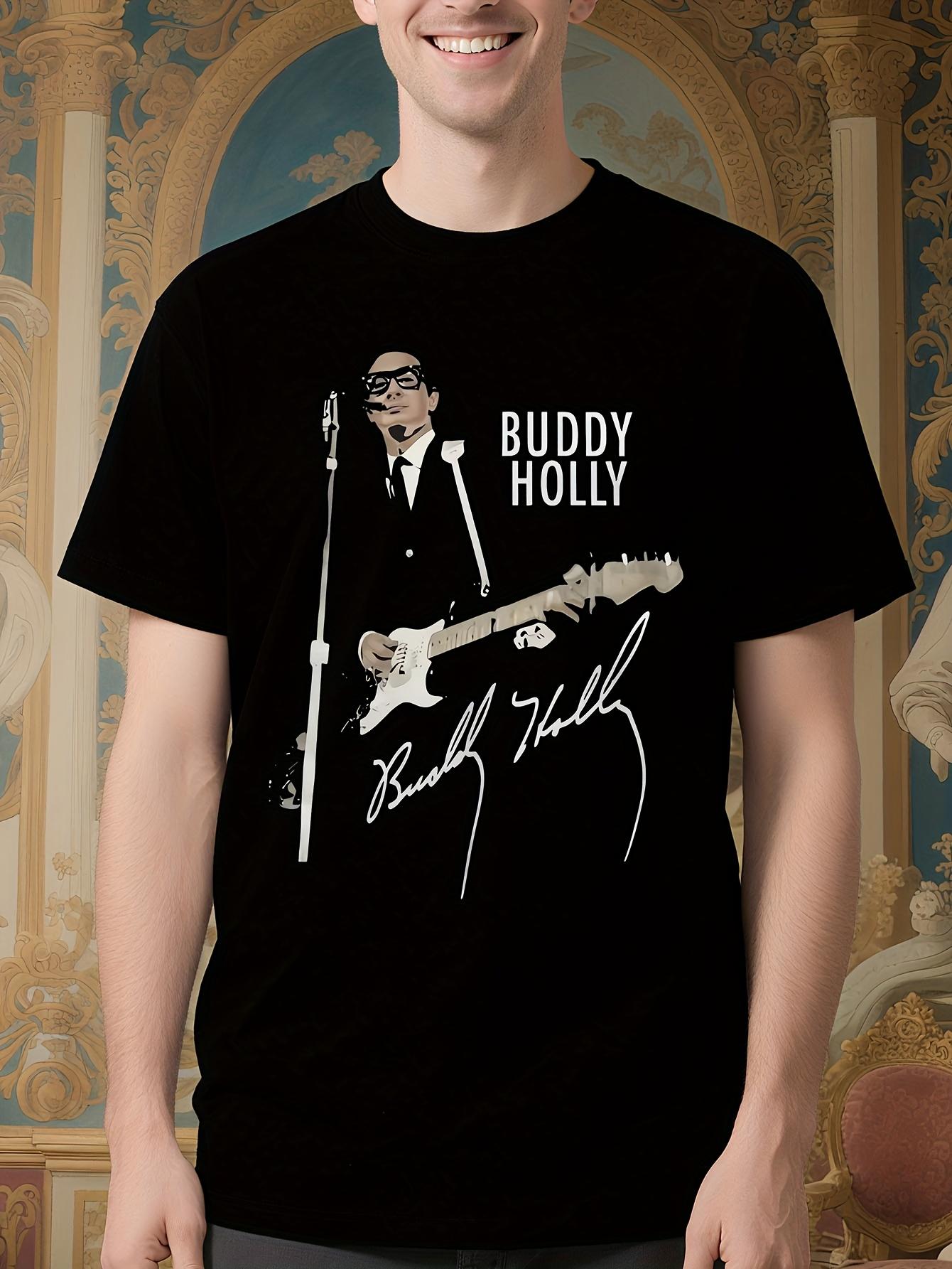 Buddy Holly Vintage Rock n Roll Tshirt - Black Tee with... XXXL