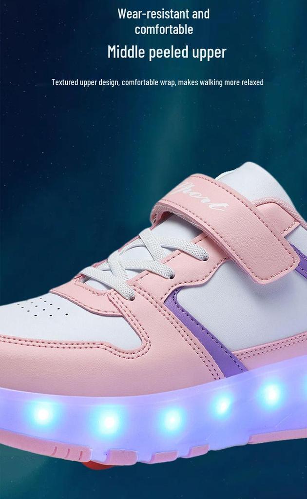 Kids' Transformable Light-Up Roller Skates: Eight-Wheel Walking Shoes, Four-Wheel Skates for Boys and Girls