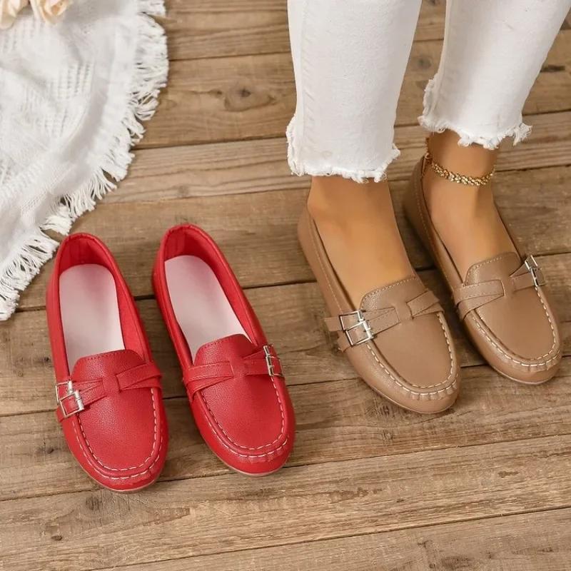 2024 Damen Leder Slipper Schuhe Täglich Damen Flats Damenschuhe Weiblich Frühling Mokassins Lässige Slipper Schuhe Damen Slipper