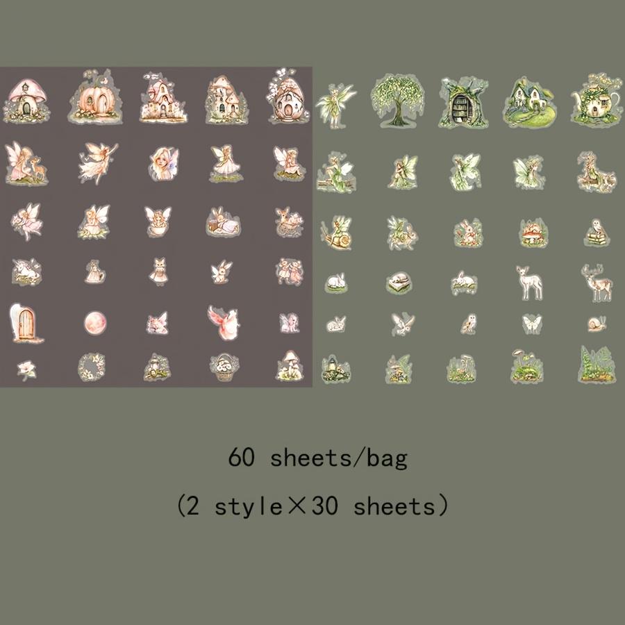 

4 Style 30Sheets/bag European Vintage Fairy Scene Stickers Character Hand Account Landscape Tape Creative Collage DIY Decoration