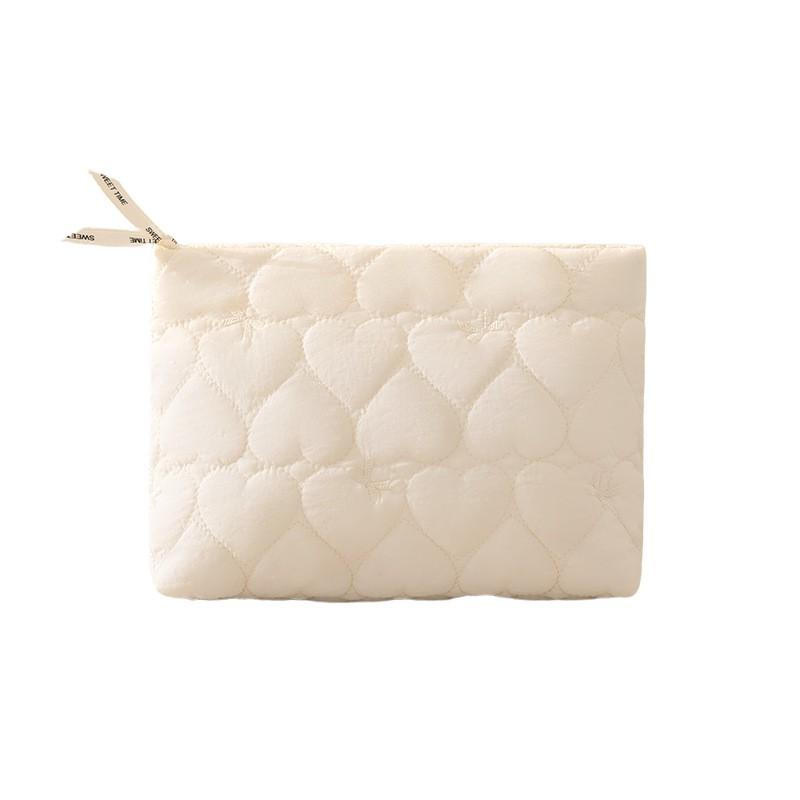 Quilted Floral Cosmetic Bag Women Men Portable Zippered Makeup Organizer In Candy Colors