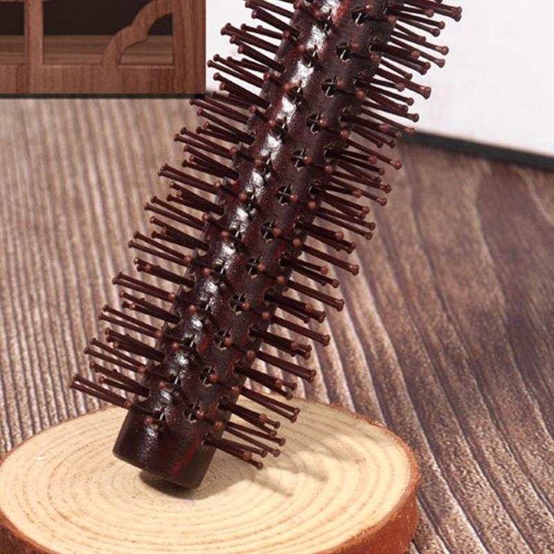 Kleine runde Haarbürste zum Föhnen mit weichen Nylonborsten Mini-Rollen-Stylingbürste für trockenes, lockiges Haar 1,18 Zoll