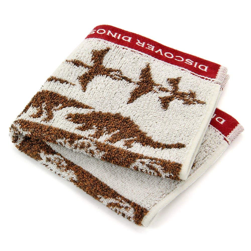 Carolata Cretaceous Washcloth 34 x 35 cm Beige Imabari Made in Absorbent Mini Towel Cotton Jacquard Perfect Gift Dinosaur/Pterosaur (approx. / /