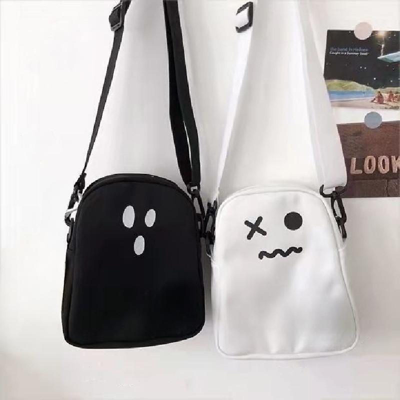 Mini Carto Print Phe Bag, Zipper Crossbody Bag With Cute Bag Charm, Small Shoulder Bag