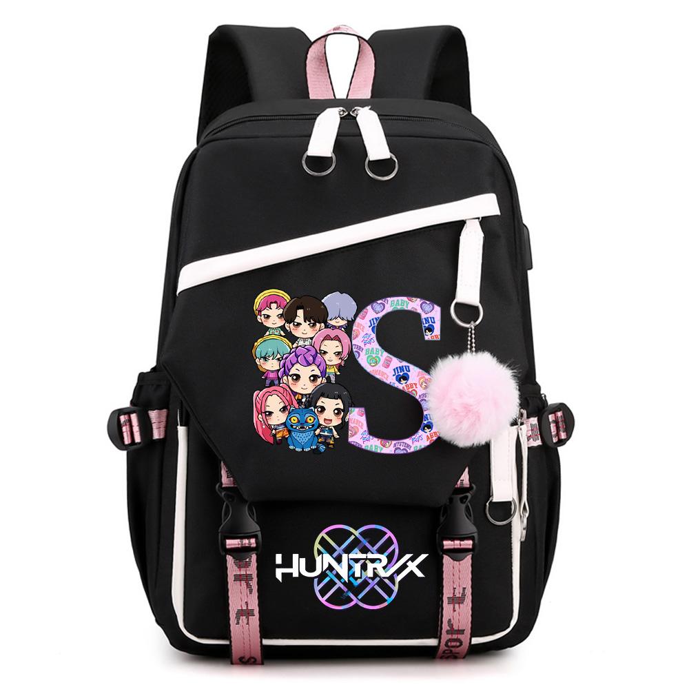 26 Engelsk Bokstav K-pop Demon Hunters Tryckt Ryggsäck med Stor Kapacitet för Tonåring Student Flicka Pojke Skolväska Bokväska Kvinnor Vattentät Resväska Gåva