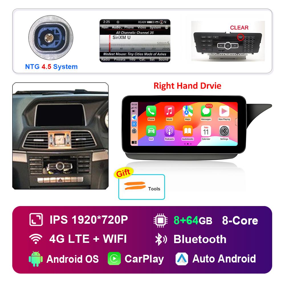 10.25'' Right Hand Drvie for Mercedes Benz E Class C207 W207 2009 - 2015 NTG 4.0 4.5 System Android Car Radio Multimedia Player