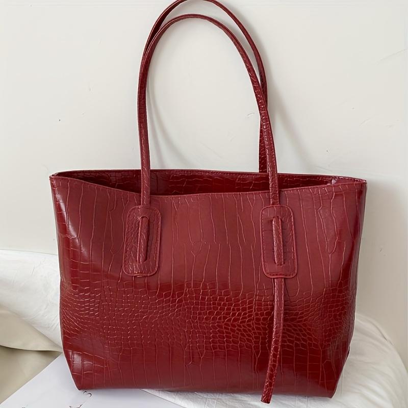 Stylish Women's Tote Bag, Large-capacity High-quality Crocodile-pattern Handbag, Featuring A Zipper Closure. Ideal for Daily Commuting