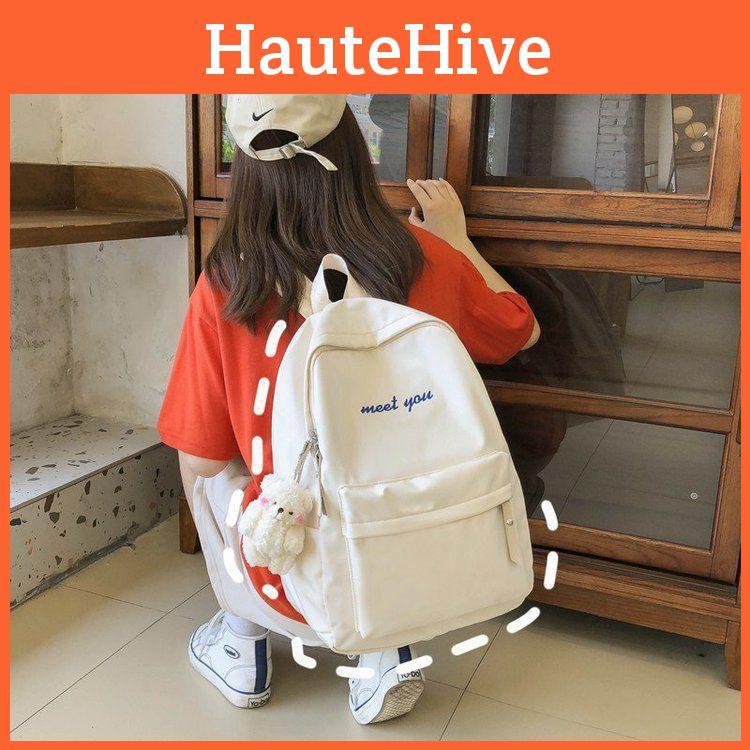 Large Bag Shoulder Capacity Simple Backpack School Junior Students Unisex Nylon