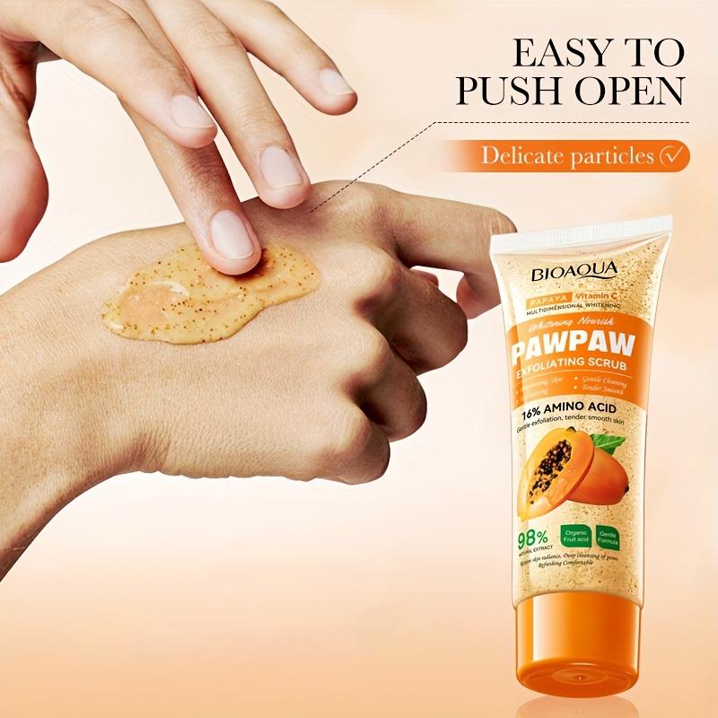 100g BIOAQUA Papaya Vitamin C Exfoliating Scrub Cream - Hypoallergenic, Moisturizing, Physical Exfoliation, Scented with Papaya,  and Deep Cleansing