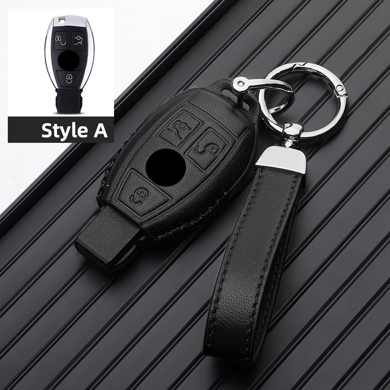 

Leather Car Key Case Remote Cover Shell Bag Holder Fob For Mercedes Benz A B C E S Class S400L Cla Cls Glc Gle Gls Eqe Eqs Amg