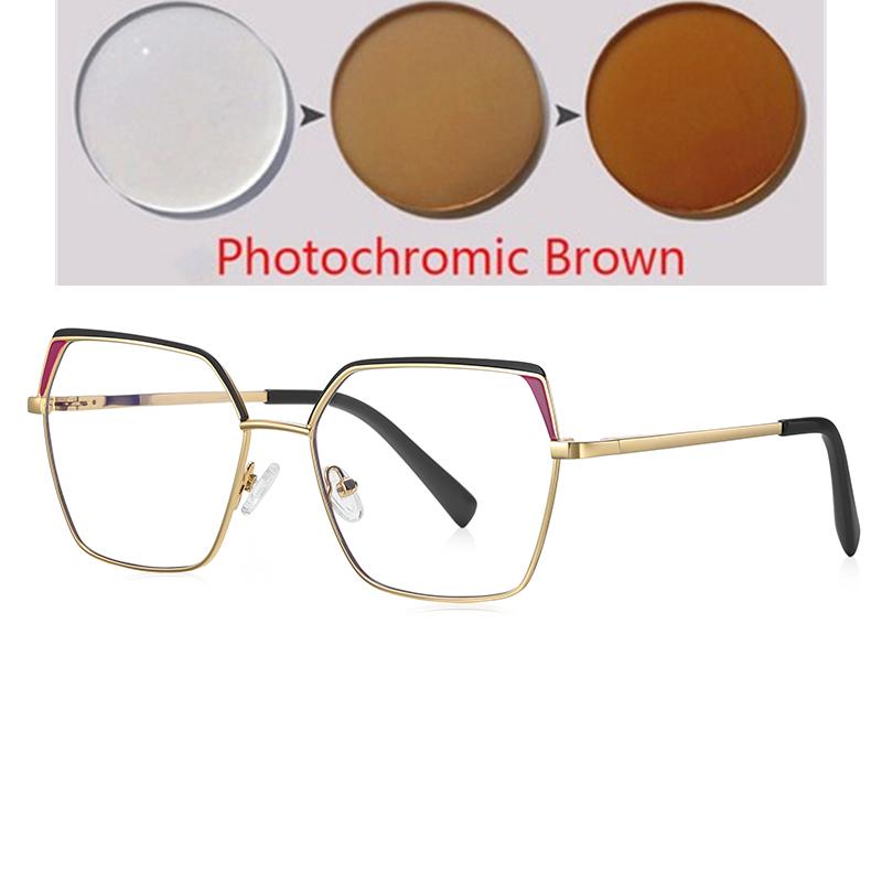 Blue Light Blocking Polygon Shortsighted Prescription Eyeglasses Women Fashion Student Optical Glasses Myopia -0.5 -0.75 To -6.0