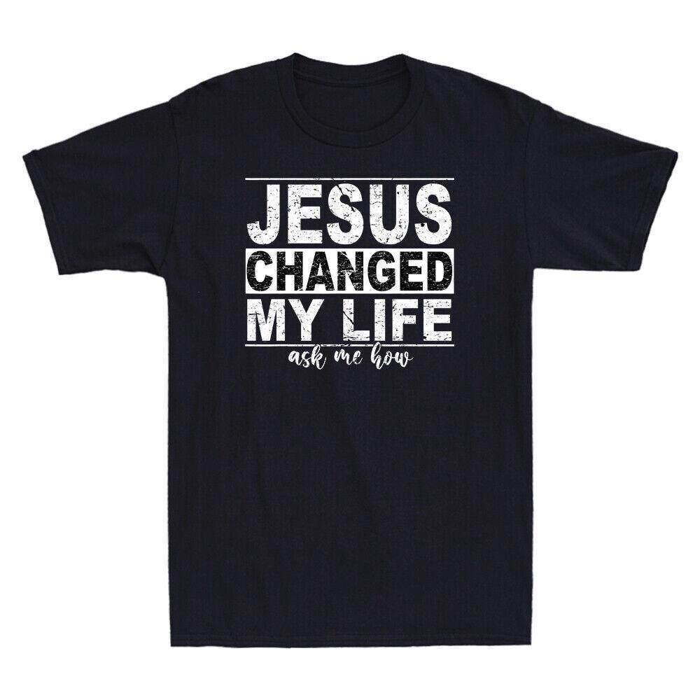 Jesus Changed My Life Asked Me How Christ Devotee Jesus Vintage Men s T-Shirt XXXXL