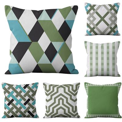 Nordic Simple Green Geometric Short Velvet Pillowcase Striped Diamond Home Sofa Cushion Cushion Cover