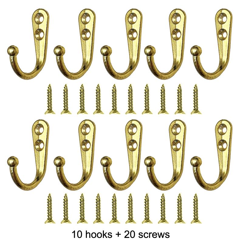 Heavy Duty Alloy Hooks With Screws Wall Mounted Hanging Hangers For Coat Towel Bags Cups Hook Home Storage Rack Holder