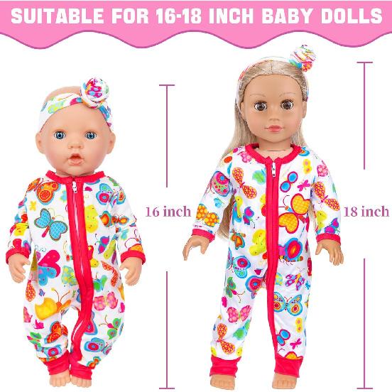 ZITA ELEMENT 5 Sets 14-18 Inch Baby Doll Clothes Outfits Casual Wear for 17 Inch Baby Doll Clothes 10 Pcs Doll Clothes and Accessories for 15 Inch