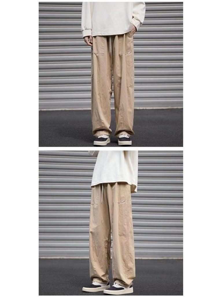 Herren Cargo-Hose im japanischen Stil: Lockere Passform, Gerades Bein, Weites Bein für Frühling & Herbst