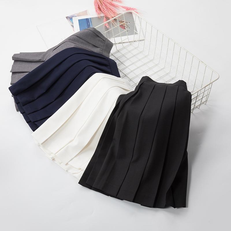 Original Japanese School Style A-Line Pleated Midi Skirt for Women