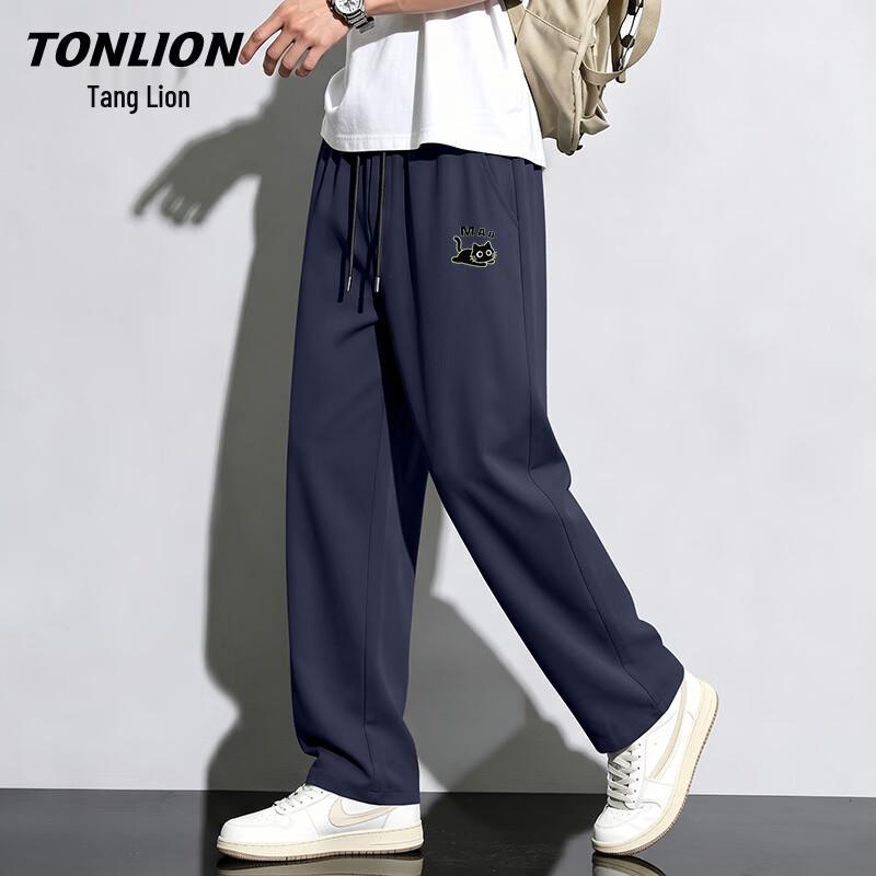 TonLion Men s Summer Ice Silk Straight-Leg Casual Pants 2XL