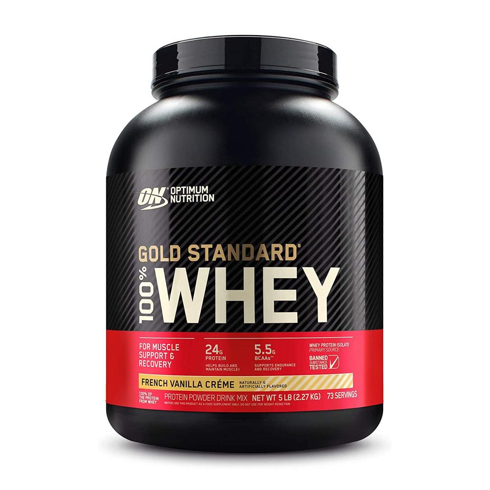Gold Standard 100% Whey Protein Powder Drink Mix French Vanilla Creme 73 Servings, 5 Lb