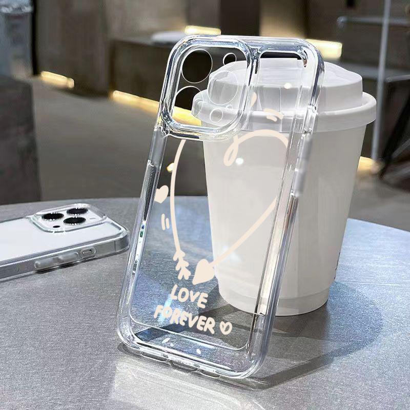 Transparent White Love Love Case For Samsung Galaxy S26 S25 S24 Ultra S23 FE S22 Plus S21 A56 A53 A34 A54 A35 A55 A16 Soft Cover