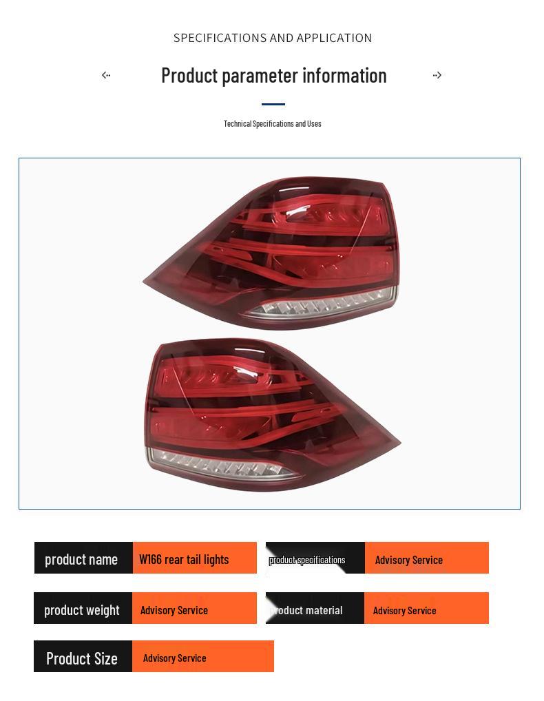 Compatible with Mercedes-Benz GLE (2016-2019) W166 Rear Tail Light Daytime Running Light 1669065501/1669065601