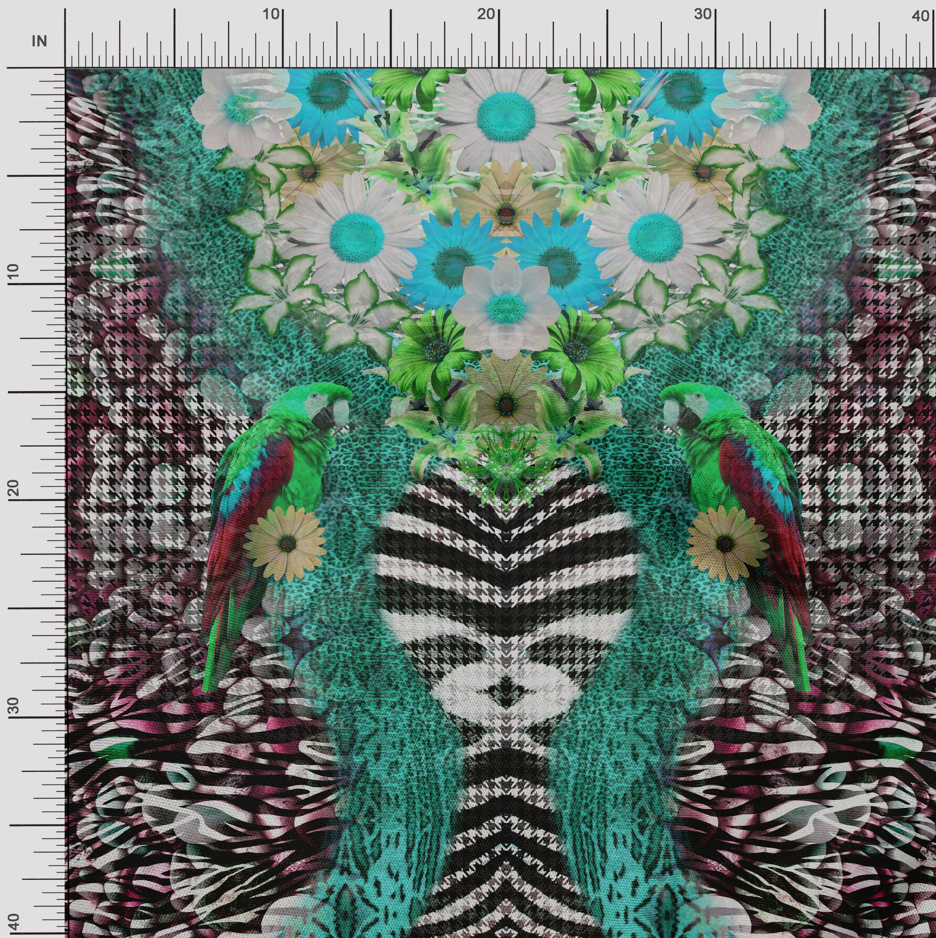 

Тканина Soimoi Japan Crepe Satin Тканина з квітковим принтом і панелями на метри 42 дюйми 42 Inch Wide - Poly Crepe зелений