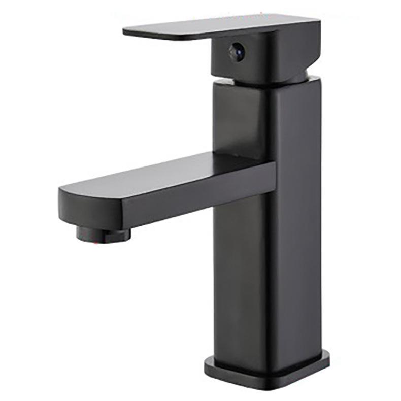 Deck Mounted 304 Stainless Steel Hot Cold Mixer Taps Square Matt Black Bathroom Basin Faucet for Bathroom Hotel Villa (Black,Stainless Steel) чёрный