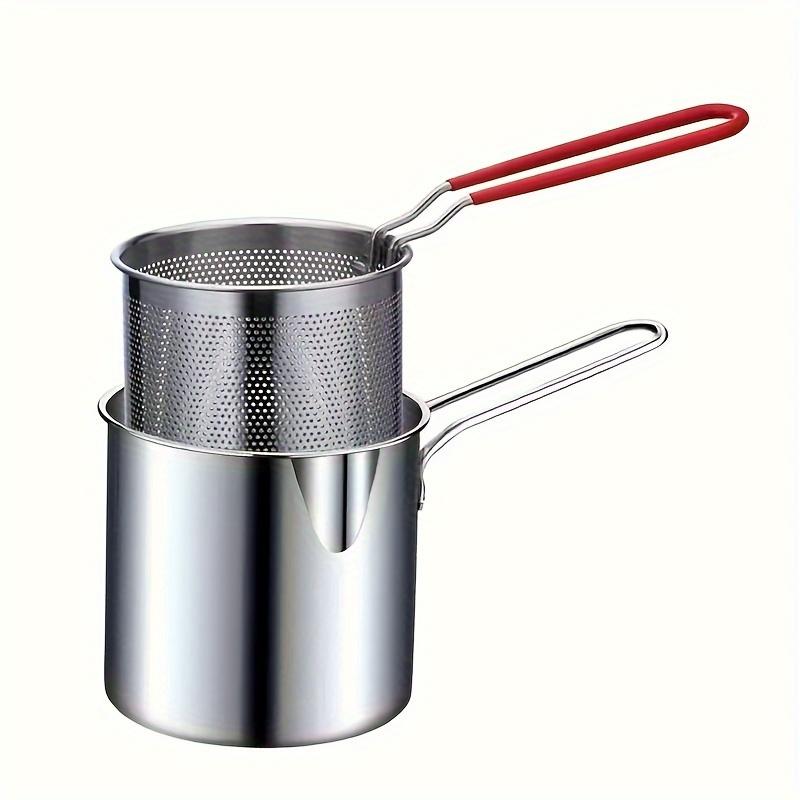 Stainless Steel Gas Fryer with Oil Filter Basket Multi-function Mini Frying Pan for Home Use Oil Saving Design