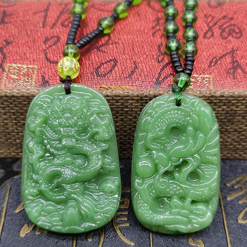 Naszyjnik z zawieszką z ręcznie rzeźbionego szkła w etnicznym stylu chińskim, amulet, biżuteria na szczęście dla kobiet i mężczyzn