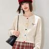Embroidery Cardigan Sweater for Women Autumn Casual Loose Knit Button Front Fashion Sweaters