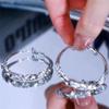 Luxury Female White Zircon Stone Hoop Earrings Elegant Bridal Wedding Jewelry For Women