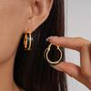 18K real gold electroplated acetic acid plate geometric round ear buckle simple niche earrings
