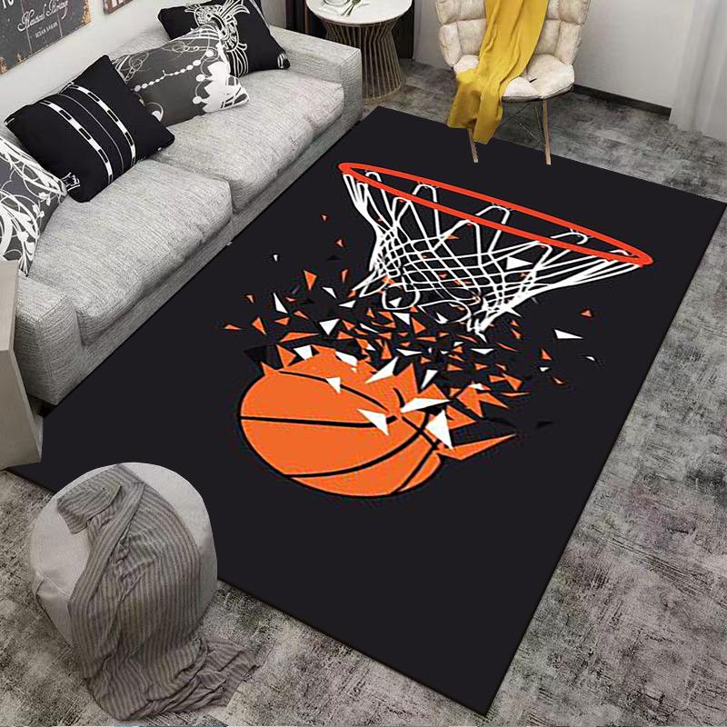Basketball Hoop and Ball Shatter Design Carpet for Bedroom Decor Suitable for Use As an Anti-slip for Living Room Bedroom Sofas