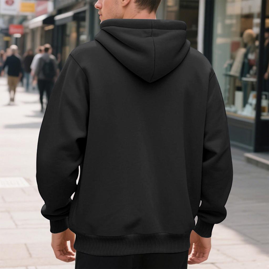 Men's Casual Loose Color Zippered Fleece Hooded Sweatshirt Sports Jacket