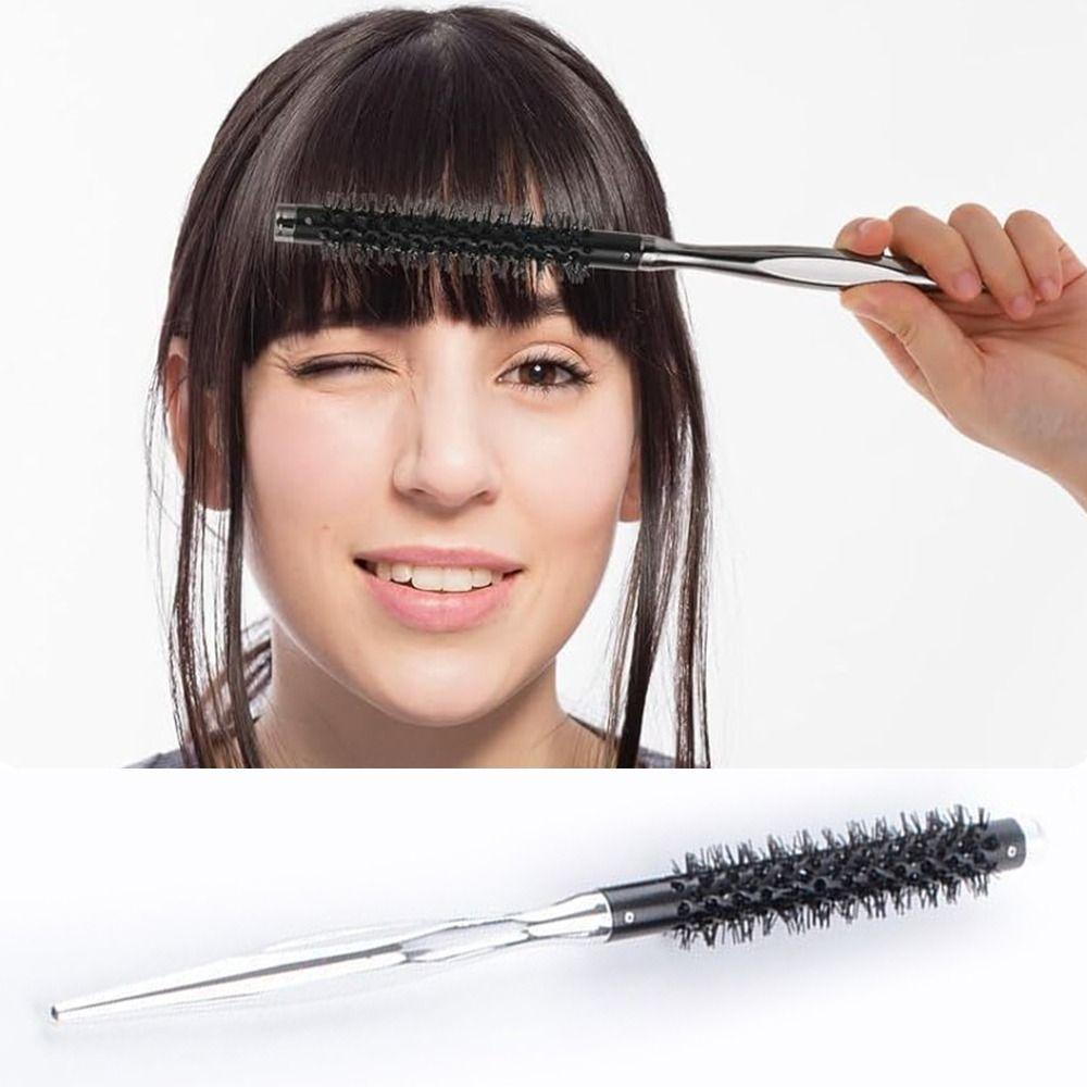 Mit Glattem Griff Kleine Lockenbürste Styling Haarbürste Nylonborsten Walzenbürste Mini Ponyroller Tragbare Lockenbürste