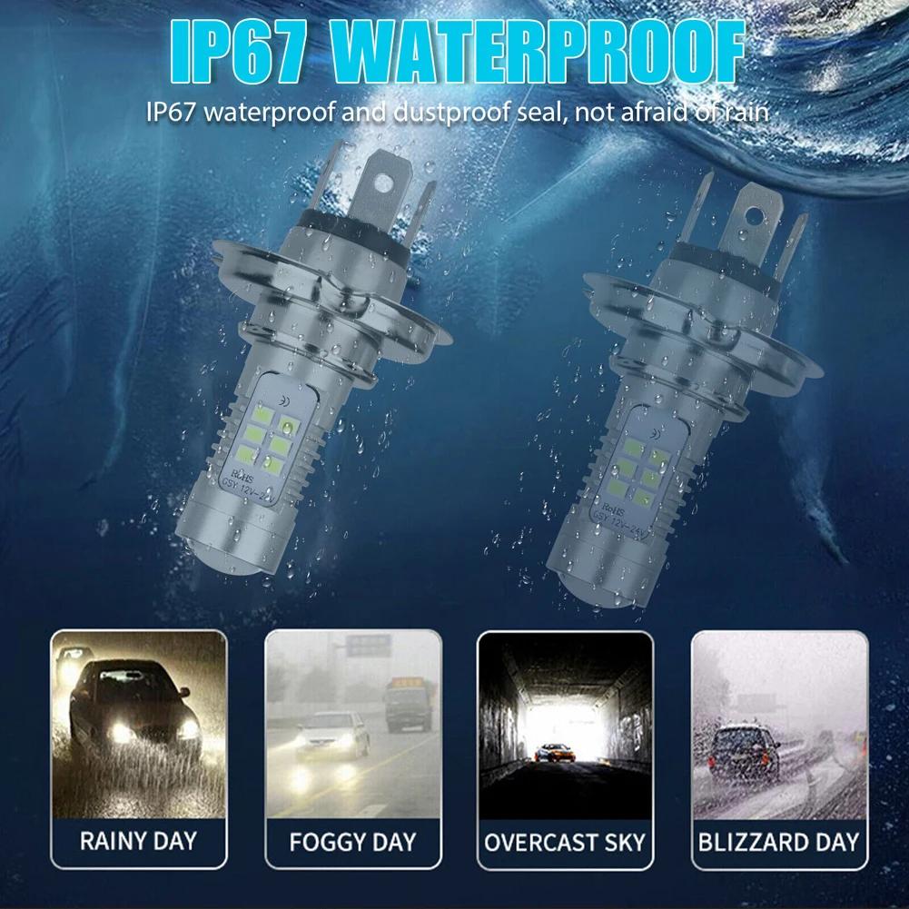 1/2pcs Super Bright H4 LED Headlight Bulb 6000-6500K High Low Beam LED Fog Lamp 4000LM 80W 12V Waterproof Auto Headlight