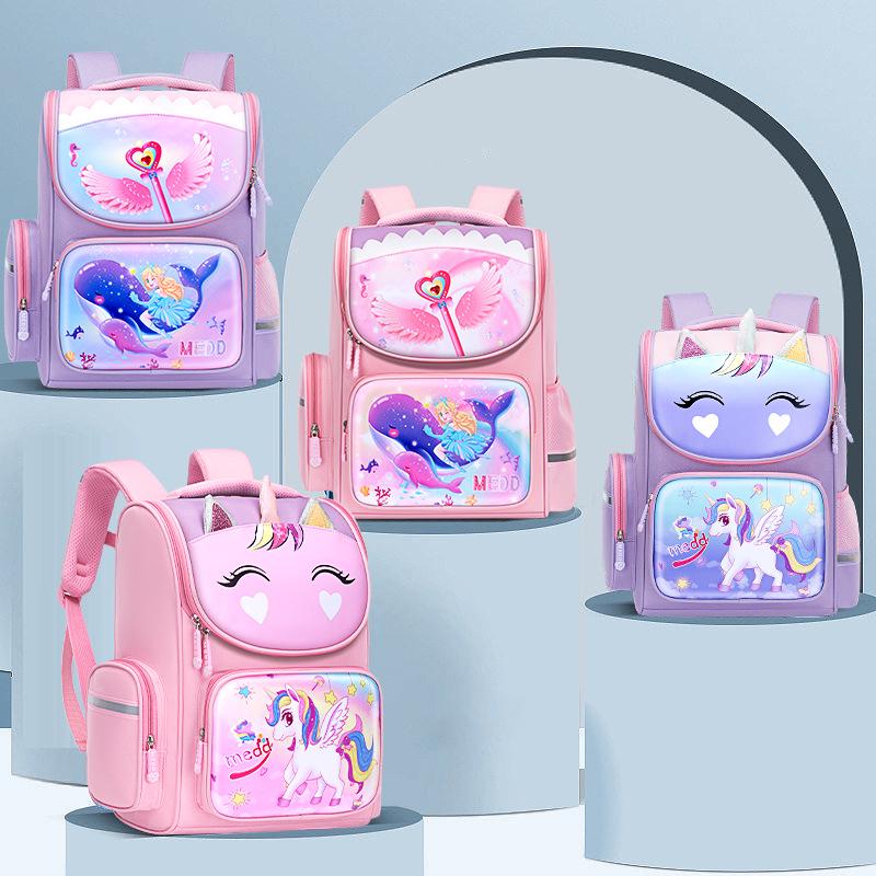 Unicorn Spine Protection Lightweight Backpack for Elementary School Girls (Grades 1-6)