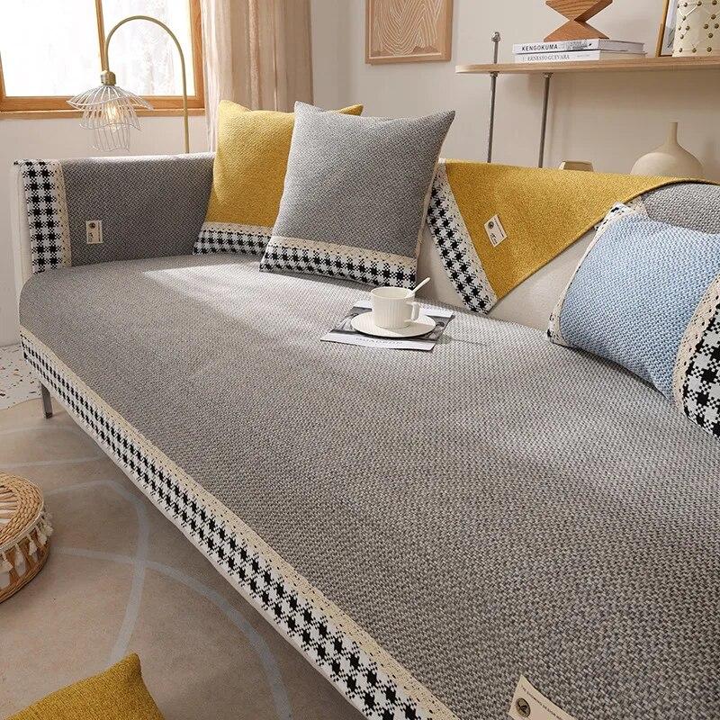 

Сиденье в европейском стиле, чехол для дивана, полотенце для декора гостиной, новый чехол для дивана из хлопковой и льняной ткани, нескользящий чехол 70x70cm 1pcs