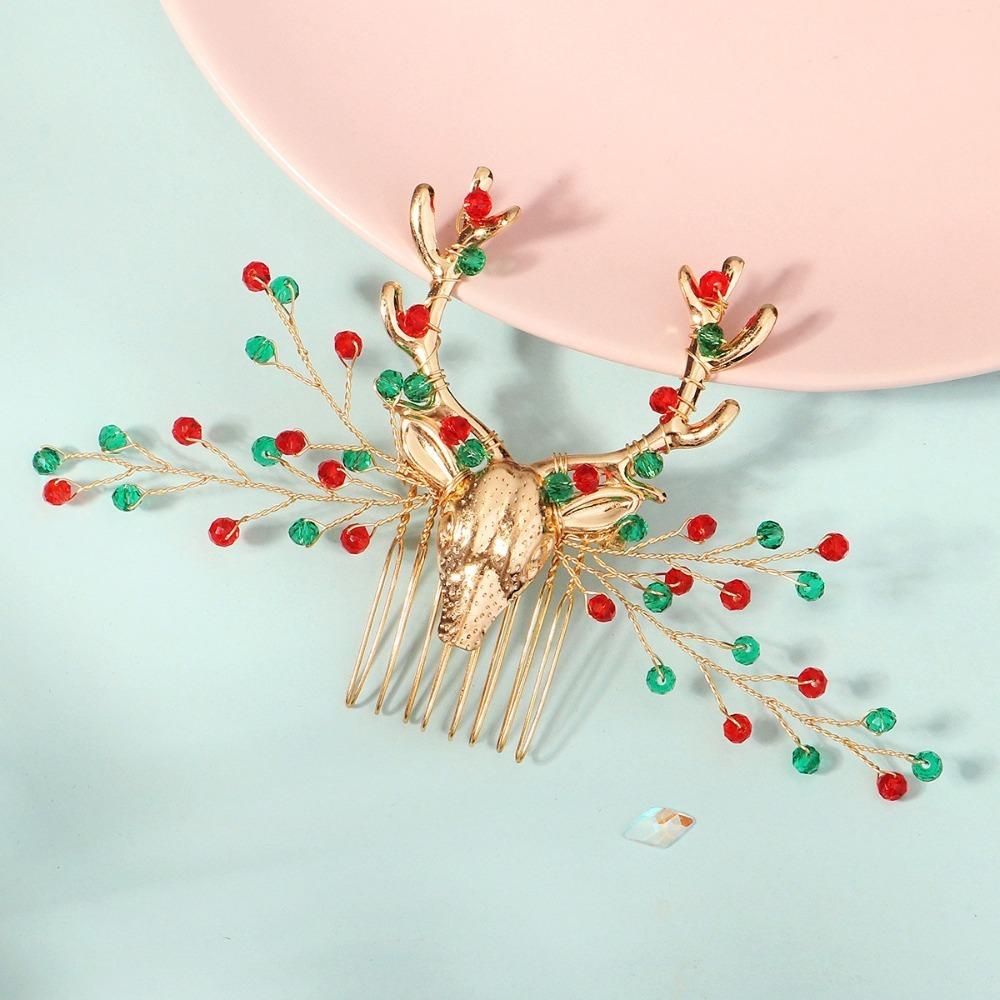 Hair Comb Hairpin Set Crystal Antlers Hairband Vintage Christmas Headband Merry Christmas
