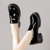 Versatile Black Work Shoes, Leather Shoes, Platform Loafers, Women's Chunky Heel Soft Sole Shoes, Spring and Autumn Women's Shoes