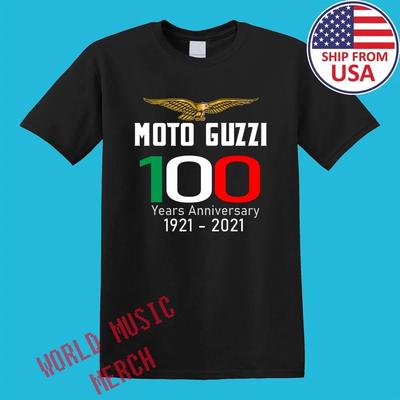 Moto Guzzi Motorcycle 100th Aniverysary Bike Men's Black Green Size S-5XL