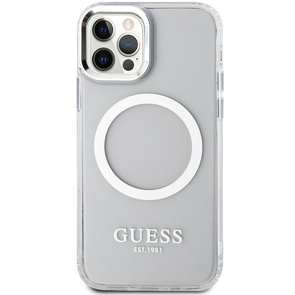 Guess Guhmp12Mhtrms Iphone 12/12 Pro 6.1 Srebrny/Silver Hard Case Metal Outline Magsafe